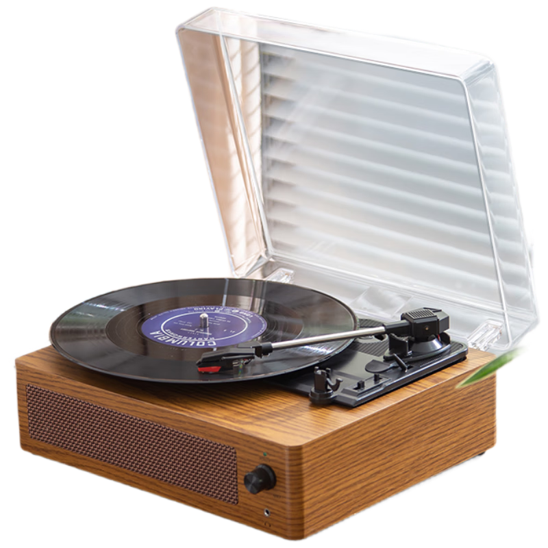 YEARS STAY Vinyl Player Retro Bluetooth Speaker Birthday Gift High-end Gramophone Living Room Speaker HY-T06A Brown Wood Grain