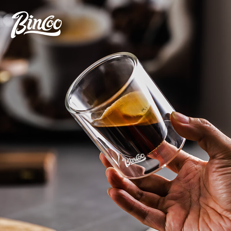 Bincoo double-layer coffee cup tasting cup anti-scalding espresso cup milk coffee ice American cup high-value glass cup