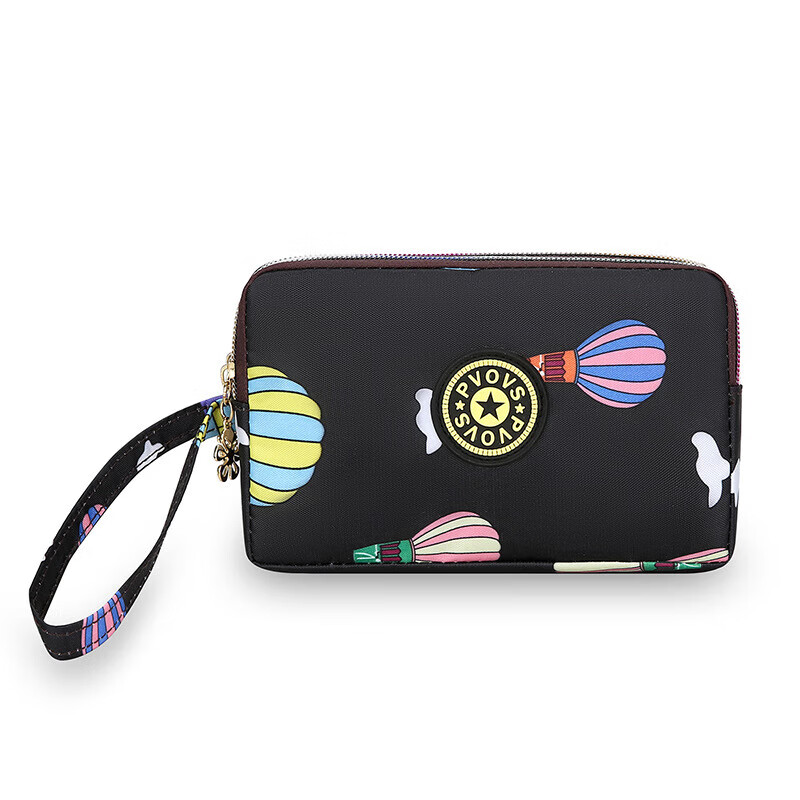 PSVORT cross-border fashion zipper long wallet key bag hand-wrapped fabric coin purse mobile phone bag manufacturer Y5516 black no specifications