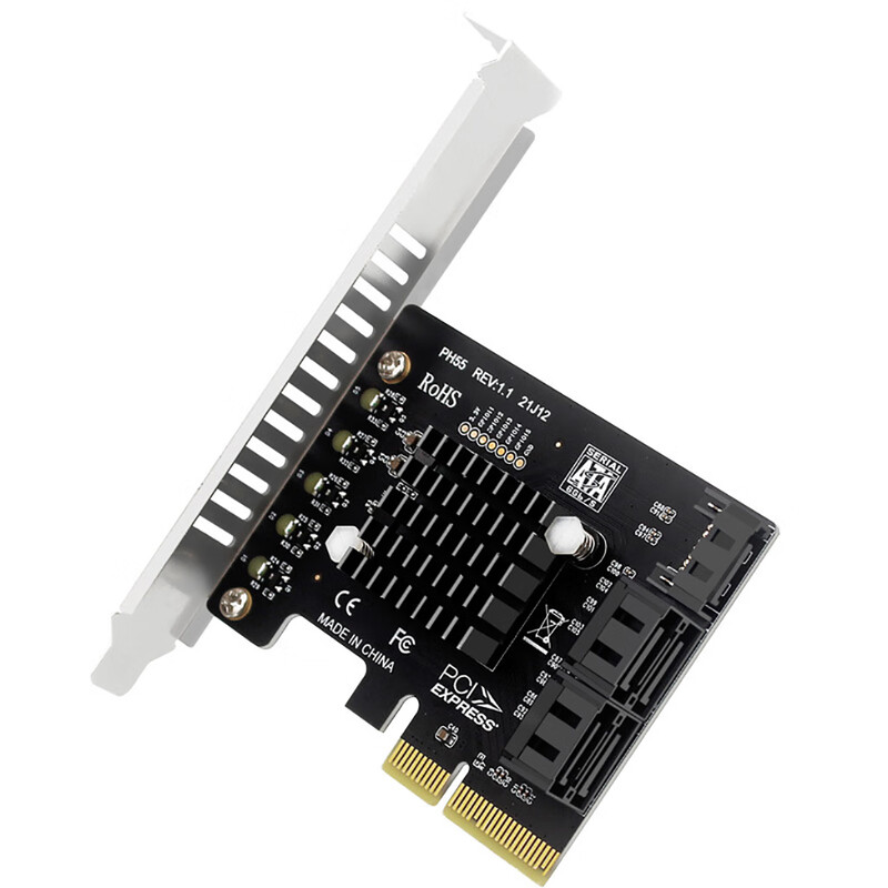 Yue Changsheng PCIe to 5-port SATA3.0 expansion card JMB585 supports cascading TRIM Panhong PH55 full-height bezel
