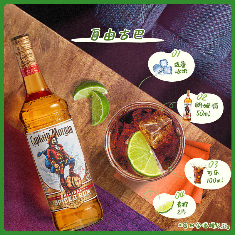 Baileys liqueur original flavor 500ml + Captain Morgan gold rum 700ml cocktail base