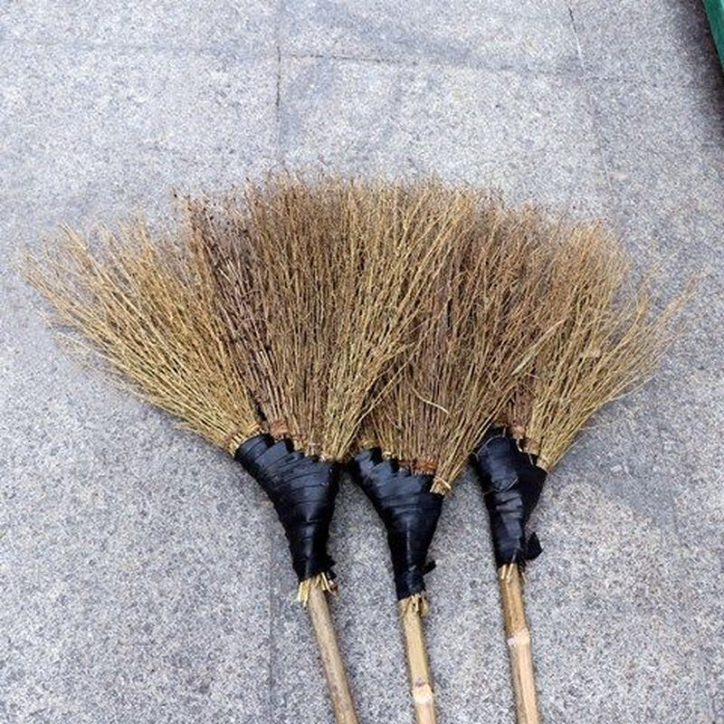 Large broom pure handmade large bamboo broom outdoor large golden branch large broom factory yard sweeping snow large bamboo broom sanitation sweep iron wire reinforced leafless bamboo broom