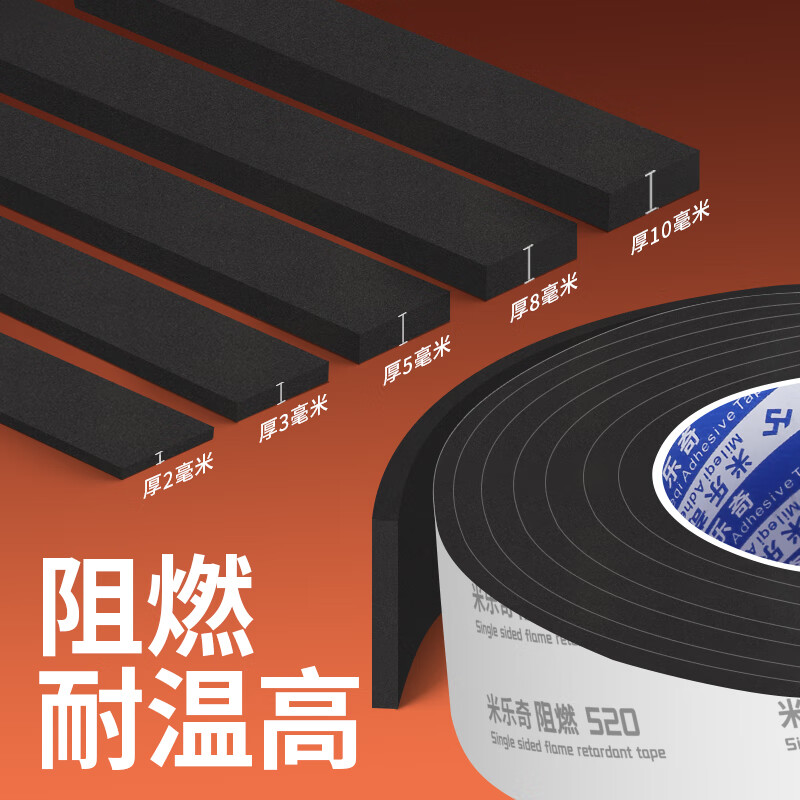 Mileqi high temperature resistant silicone seal strip fire-resistant EVA flame retardant foam sponge strip foam strip silicone rubber strip flat strip industrial sealant pad self-adhesive tape solid flat strip upgraded version - 1mm thick black 15mm wide * 5m long