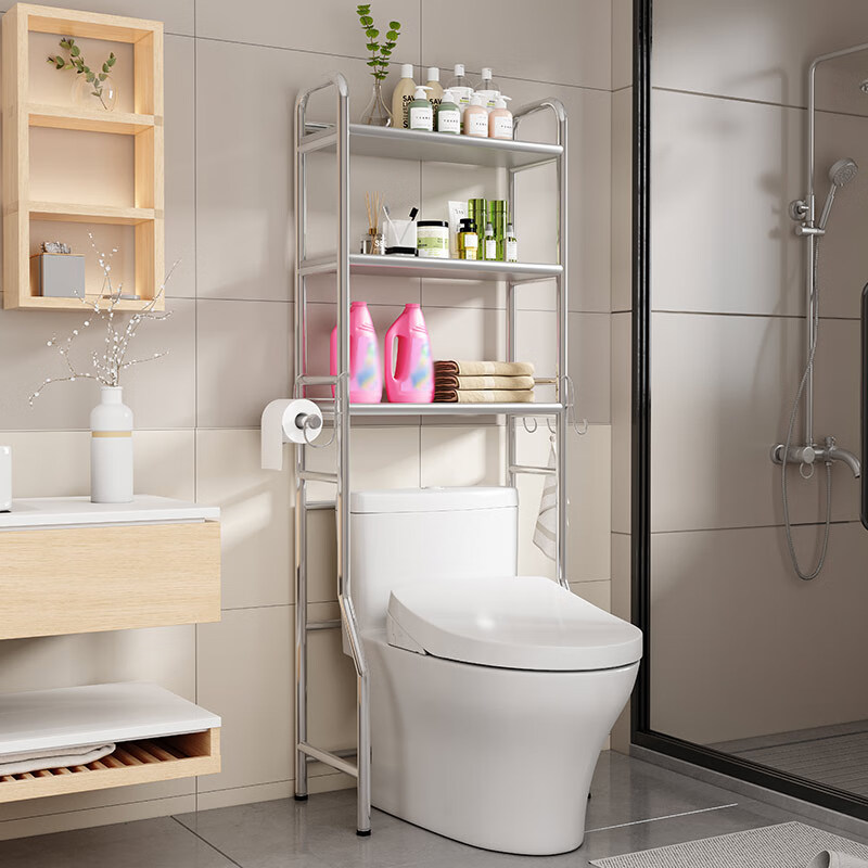 Yiman toilet storage rack stainless steel storage bathroom bathroom shelf width 55 depth 29 height 168cm