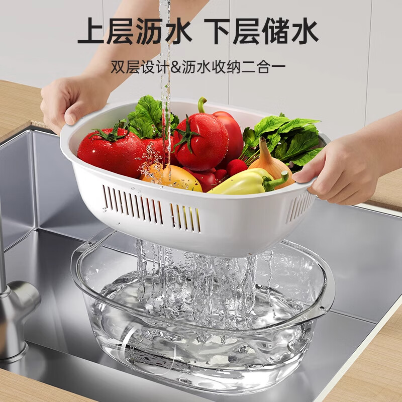 Added kitchen sink drain basket double-layer thickened fruit plate home living room coffee table sink drain basket
