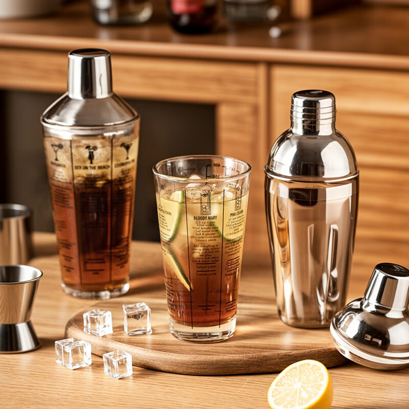 CLITON glass shaker shaker, milk tea shop hand-made lemon artifact cocktail hand-shake shaker cup and pot 4-piece set