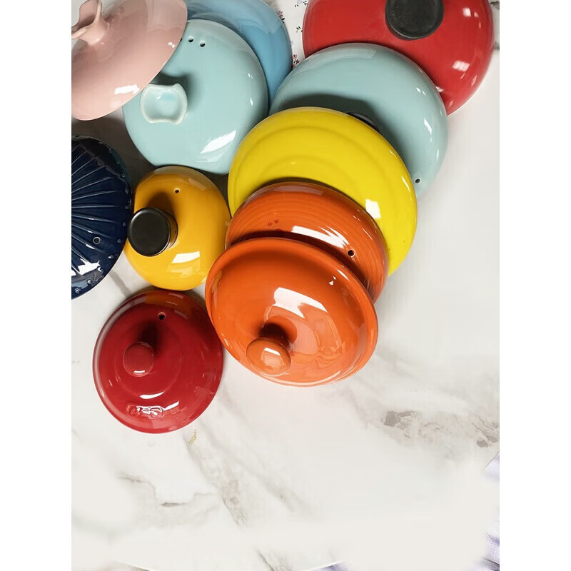 ASD ceramic casserole ASD red lid single lid universal accessory cover household stew pot yellow orange measurement size red outer diameter with slot 16cm
