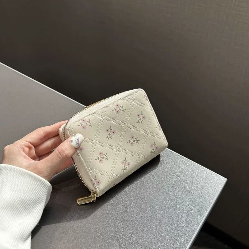 Chengyang's new women's wallet, high-looking diamond embroidery thread, simple version, small fresh coin purse, short wallet, compact card holder, beige # 11 card slots + 1 mirror window slot + 1 banknote slot, simple anti-magnetic style