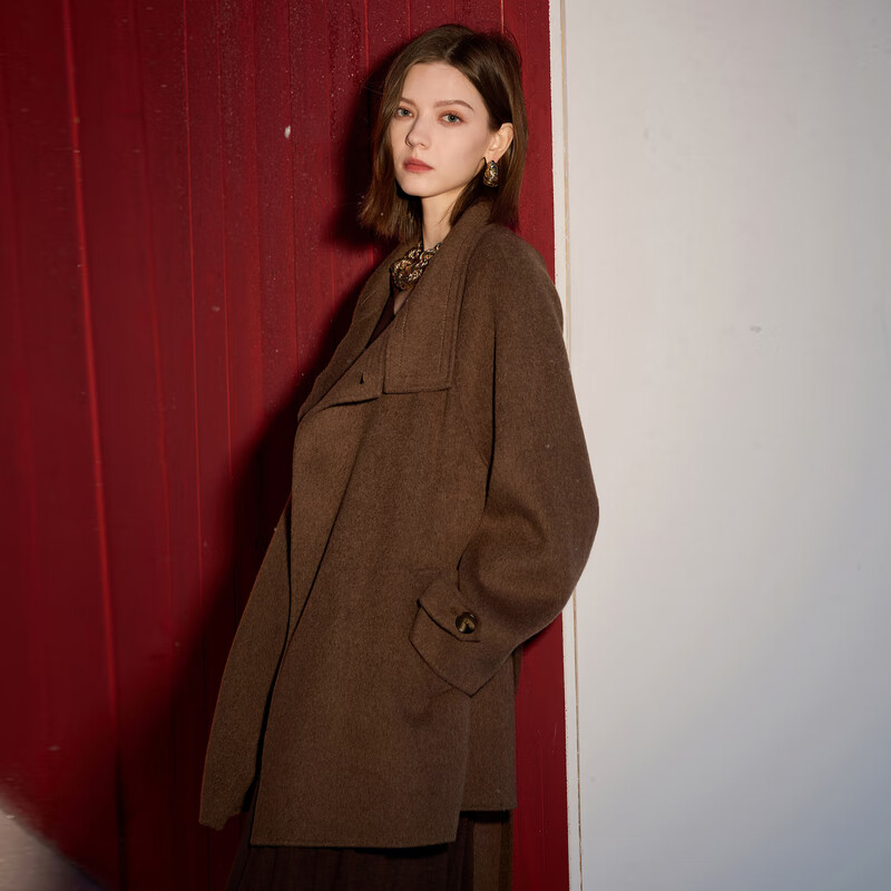 Tricolor 100 Sheep Wool 2025 Winter New Stand Collar Double-sided Woolen Coat Woolen Jacket M
