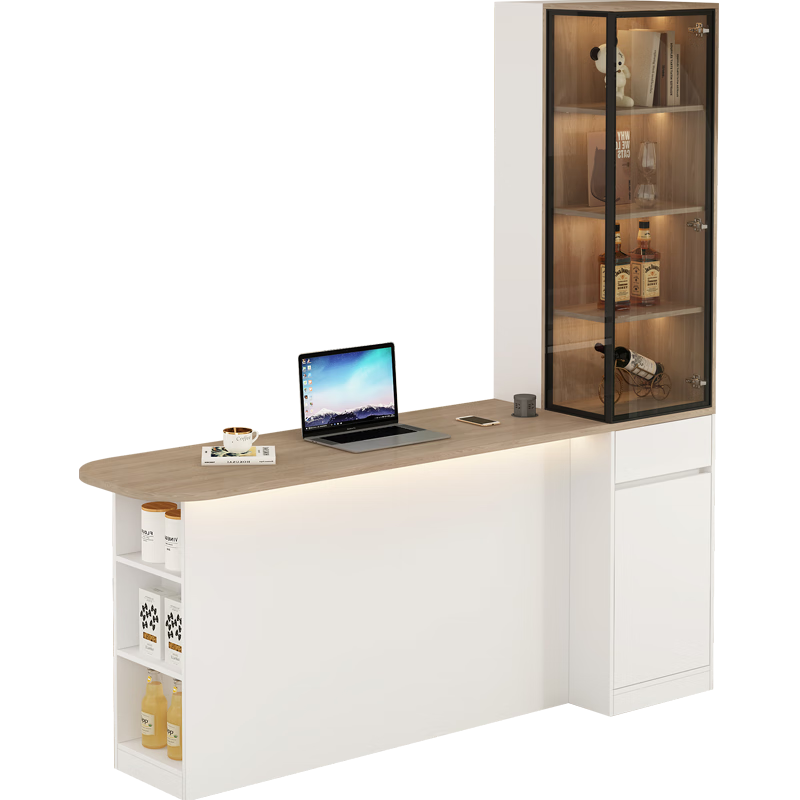 Xuepeng multifunctional leisure bar table kitchen island living room partition cabinet wine cabinet sideboard dining table integrated 6G374 style 1 (light + lift socket) 2300*600*2400