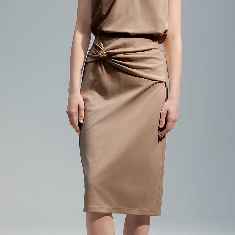 NEIWAI detachable metal buckle knotted vest/straight pants/skirt NW251WB3210-4120-4311 twisted vest-taupe S