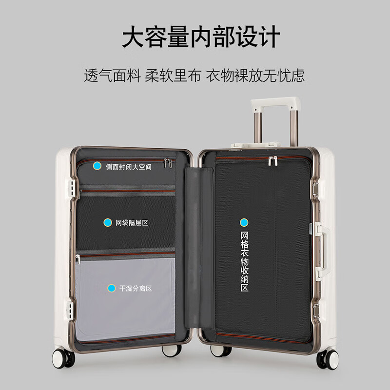 Kangaroo (KANGAROO) aluminum frame suitcase, small, airplane-friendly, aluminum alloy trolley case, high-looking, durable, hard-shell PC anti-fall suitcase, metallic gray - thickened and reinforced - can seat one person, 20-inch boarding case - business trip