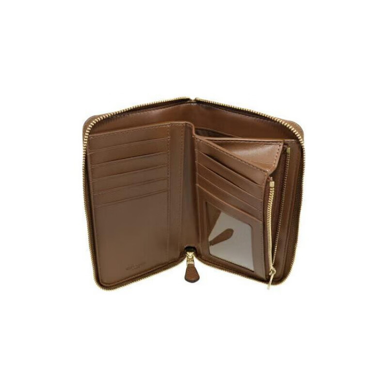 COACH Zip Around 17 classic presbyopic zipper coated canvas coin bag ID card holder wallet women's basic outfit (bag + dust bag)