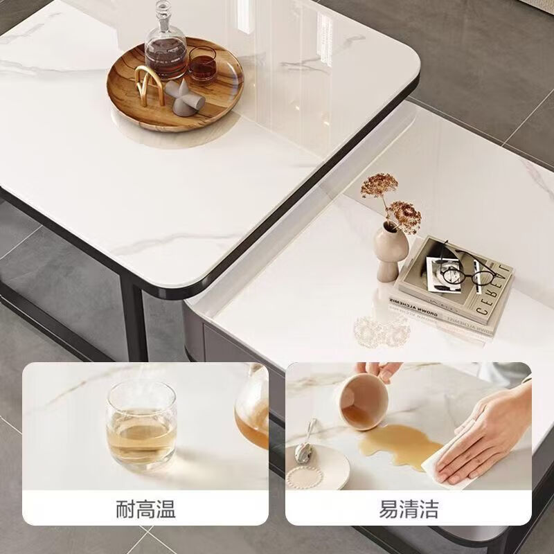 Gupujia slate coffee table living room modern simple light luxury small apartment hospitality tea table sofa glass side table balcony small corner table
