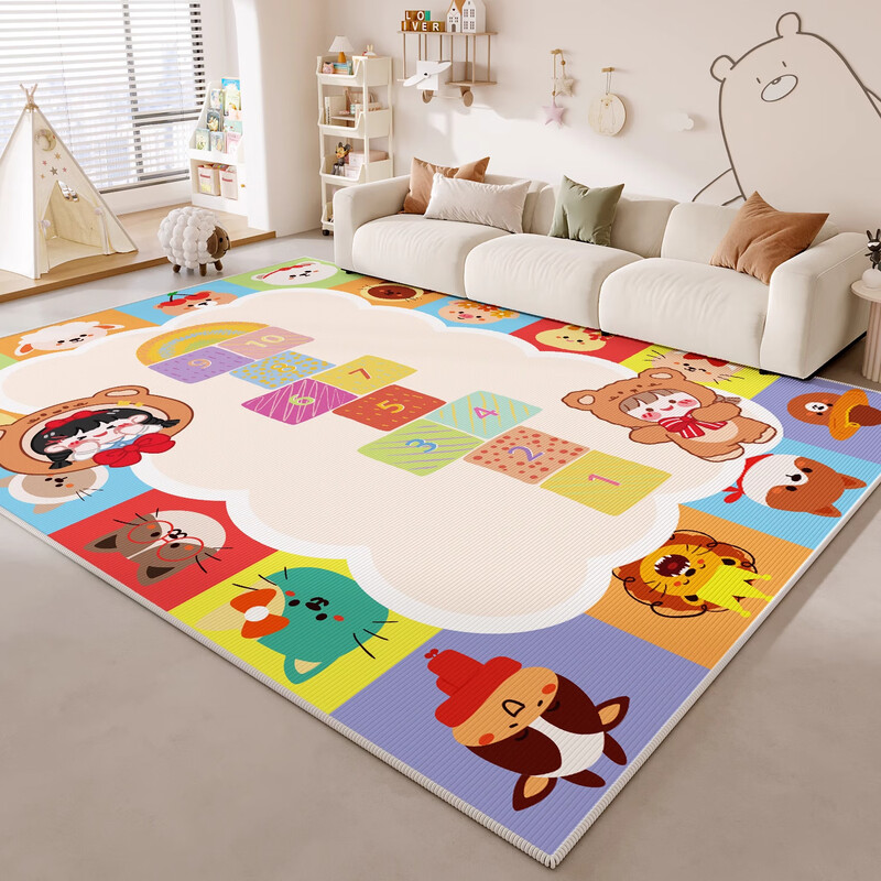KAYE children's room carpet, bedroom reading area mat, washable and wipeable, living room, study, sofa, coffee table blanket, cartoon bedside blanket SJR-Y Happy Jumping 1 60X160cm