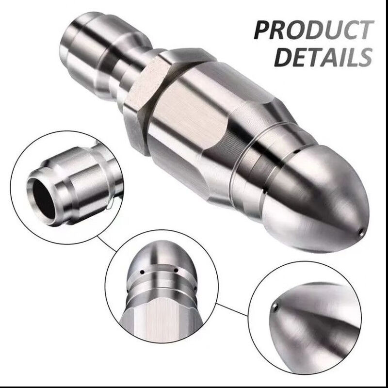 Water rat unblocks the head rat high-pressure nozzle stainless steel 1/4 quick-plug front one back six sprays lower pipe cleaning one pack thickened stainless steel water rat front 1 back six dredge artifact