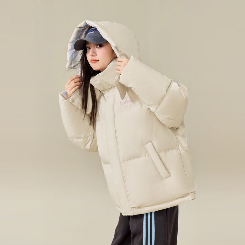 Flying in the snow 2025 new autumn style short hooded down jacket for men and women couples energetic sports youth bread trend