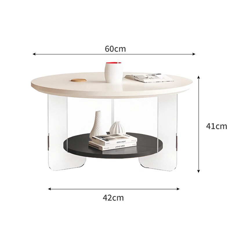 Yupin solid wood coffee table acrylic coffee table minimalist design suspended small apartment living room internet celebrity household cream J131 white