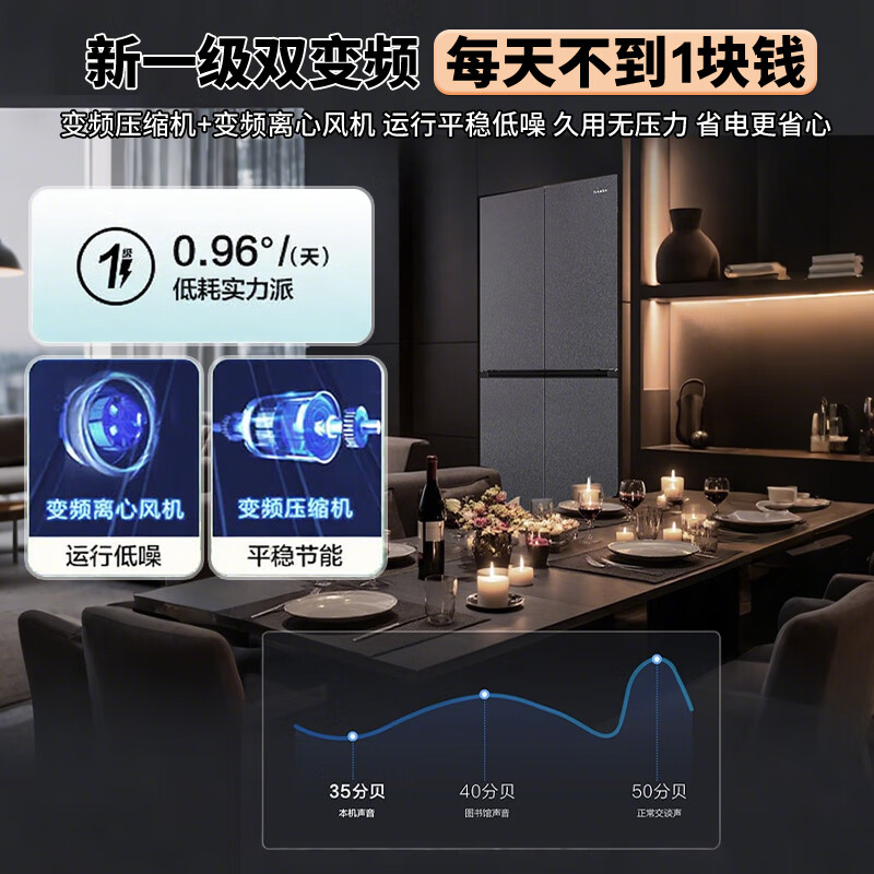 Haier refrigerator produces Tongshuai 575 dual-system cross-section four-door first-class energy-efficient and energy-saving air-cooled frost-free ALP ultra-clean system large-capacity household refrigerator. New product launch + dual system dual cycle + global clean system