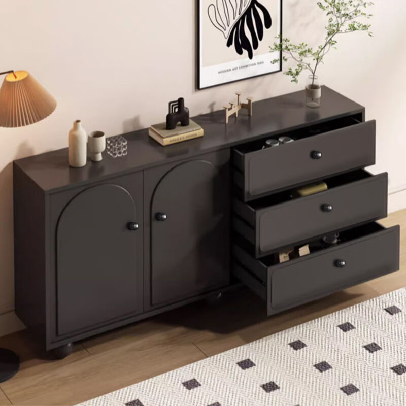 Other solid wood sideboards, light luxury, customizable Nordic style living room, wine cabinet, tea cabinet, multi-functional kitchen storage cabinet, cream white* thickened solid wood board* door-to-door delivery, double door 60CM* European style embossed door