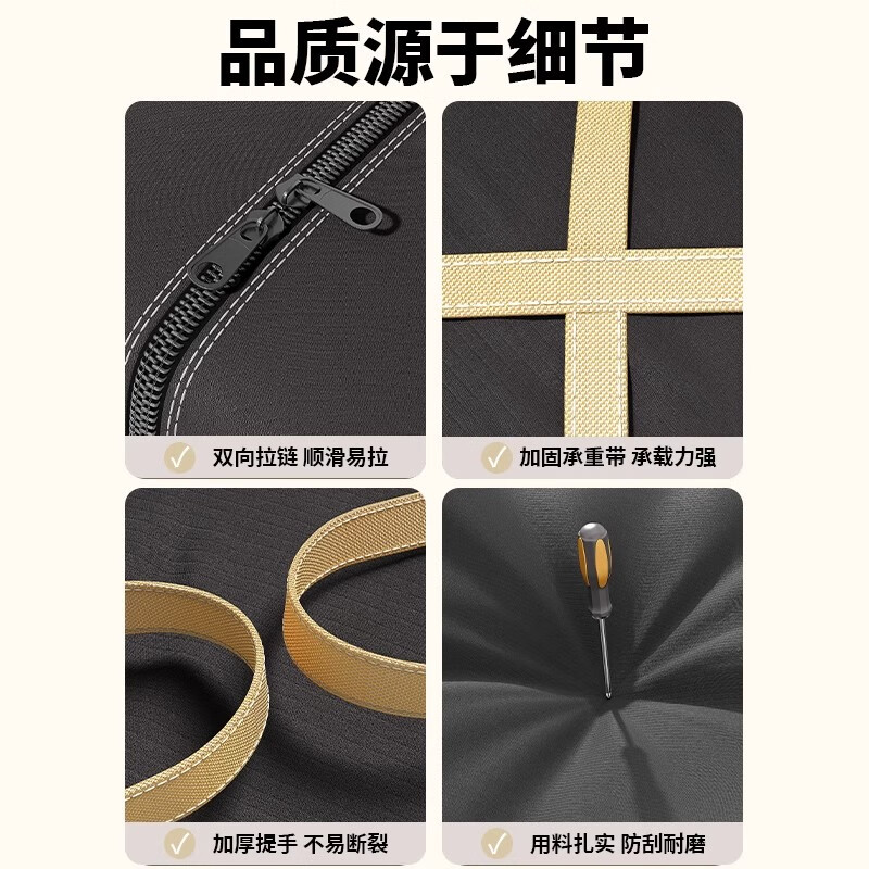 Shijanu Moving Packing Bag Large Capacity Household Quilt Storage Bag Clothes Organizing Luggage Bag Waterproof and Moisture-proof Large Gray-125L 1*1*1cm Thickened-Non-Woven Fabric