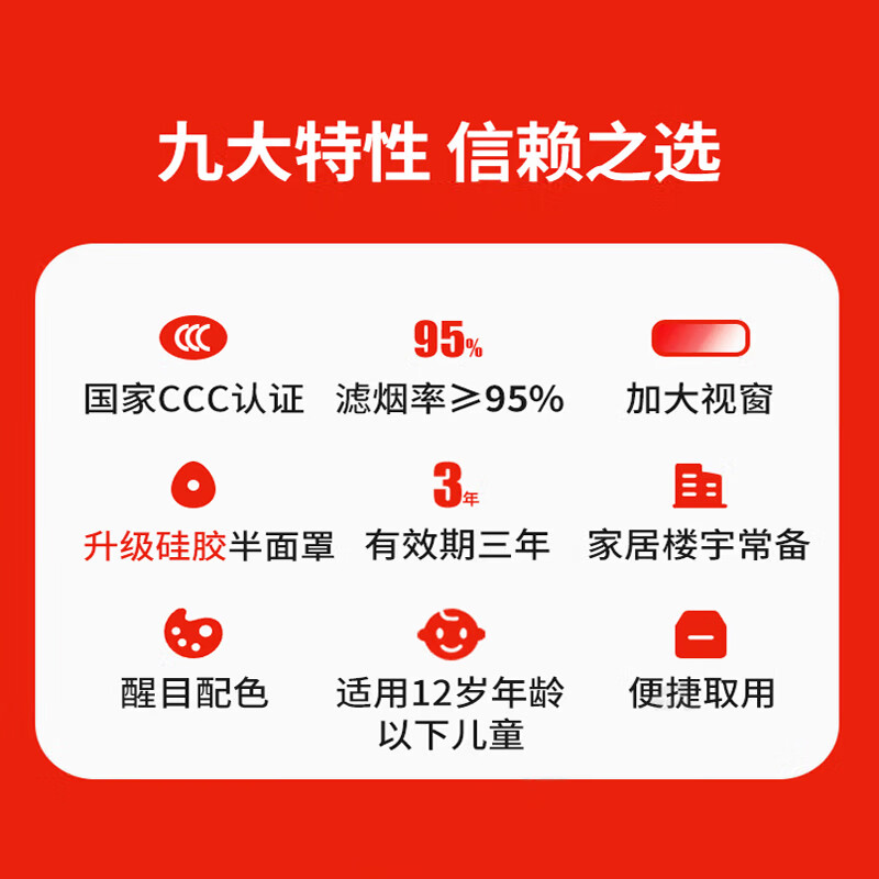 Gangqi gas mask fire mask escape smoke mask self-rescue respirator TZL30 children's model