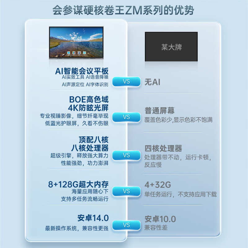 Leaderhub conference tablet all-in-one machine 65-inch touch electronic whiteboard mobile smart TV interactive multimedia teaching smart touch conference machine 65-inch flagship model (Android) + wall hanging + writing pen