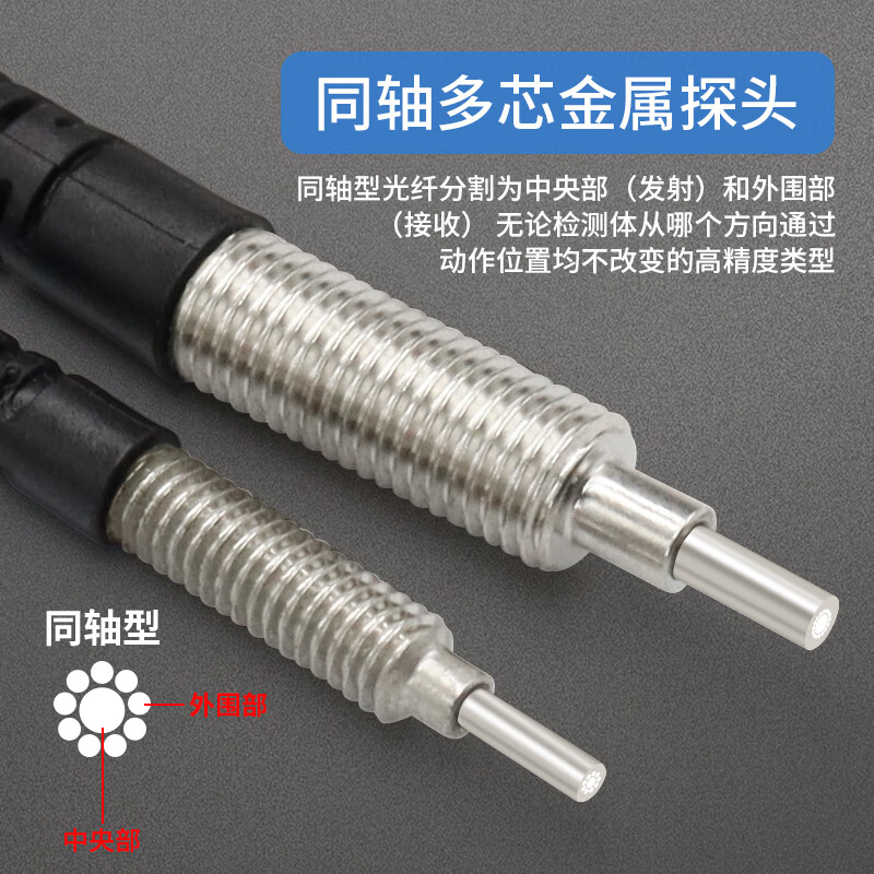 Yue Changsheng Shilotite coaxial multi-core m3m4m6 extended head fiber optic amplifier probe induction line sensor diffuse M4 reflective coaxial multi-core needle length 15MM