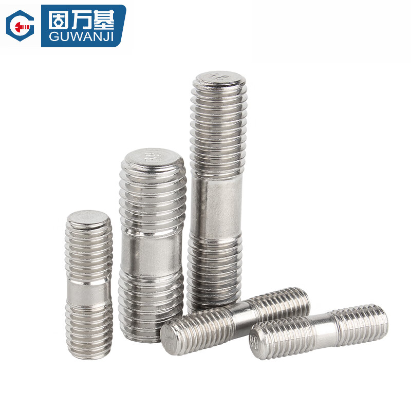 Guwanji 304 stainless steel double-head screw rod two-head tooth bolt with wire connection stud rod M3M4M5-M24 M4*110 10 pieces