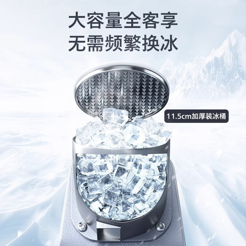 Jingyan manual ice shaver, household small smoothie machine, ice crusher, commercial stall continuous ice machine, hand-cranked hail ice machine, upgraded model - double cover, double knives, adjustable thickness | strengthened motor | double cover splash-proof, upgraded and heightened body | fine ice recommendation | 3 seconds ice crushing