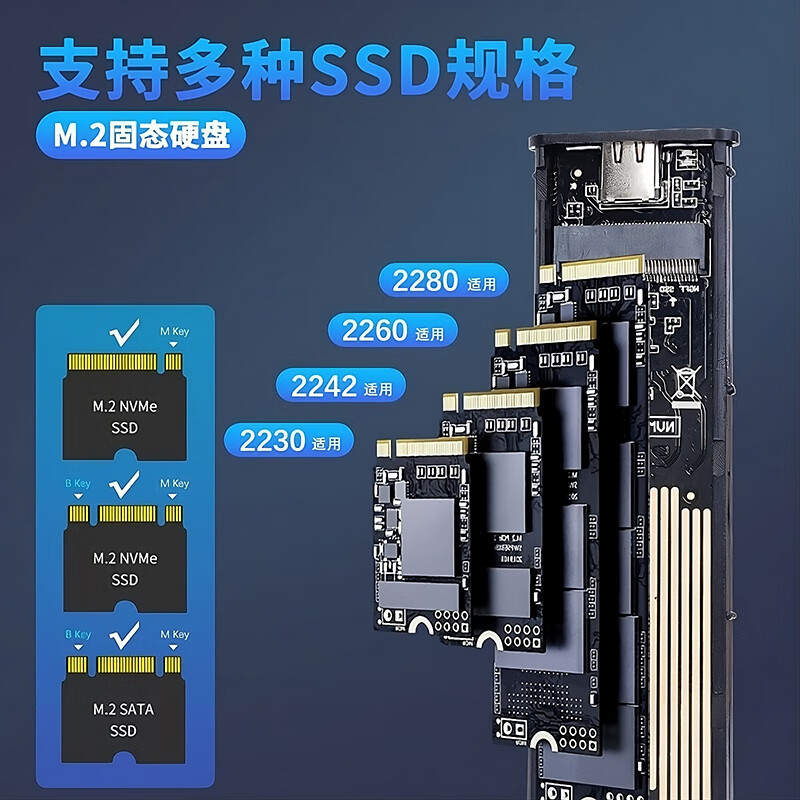 NVme solid state drive box m2 mobile hard drive box M.2 NGFF dual protocol USB3.1 box sata external shell frosted silver screw-free model NVME/SATA dual protocol +3.15