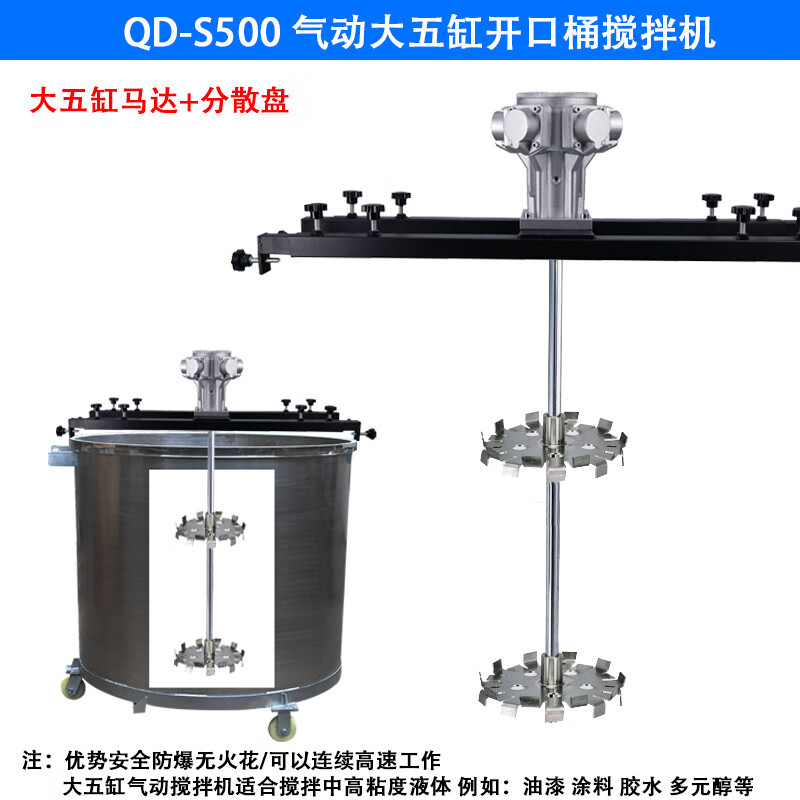 FHJQBIBC ton barrel pneumatic mixer horizontal plate electric mixer stirring paint chemical explosion-proof disperser rod paddle The following 3 models are permanent magnet brushless motors industrial grade