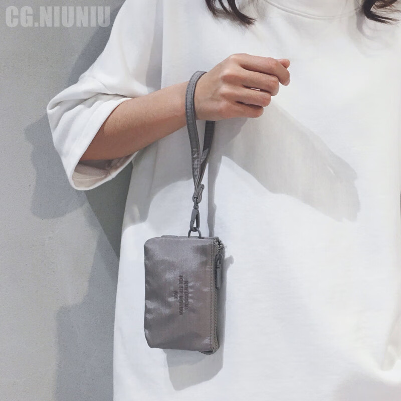 GOYN's new textured coin purse, portable mini clutch, card holder, practical hand storage key bag, headphone ID bag, black