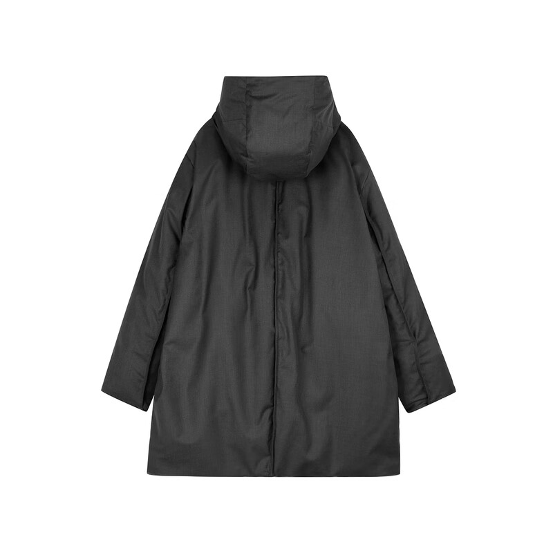 LESS 2024 winter new hooded loose mid-length down jacket 2O0C12740 023 iron gray M