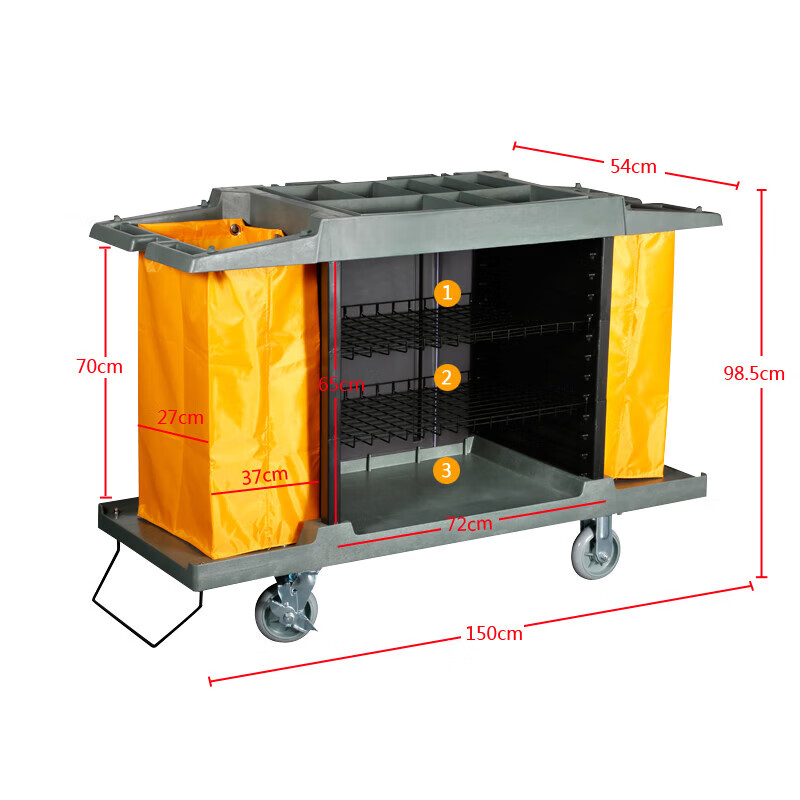 Baiyun Cleaning Bilateral Linen Truck Hotel Cleaning Truck Work Truck Guest Room Entrance Truck Plastic Cleaning Truck Silent (Three Layers) Door-to-Door Delivery in Guangdong Area