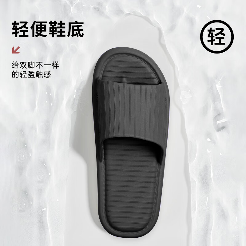 JEBIS Slippers Four Seasons Couple Bathroom Home Leisure Slippers Hot Spring Bath Soft Bottom Slippers Men's Black 42-43