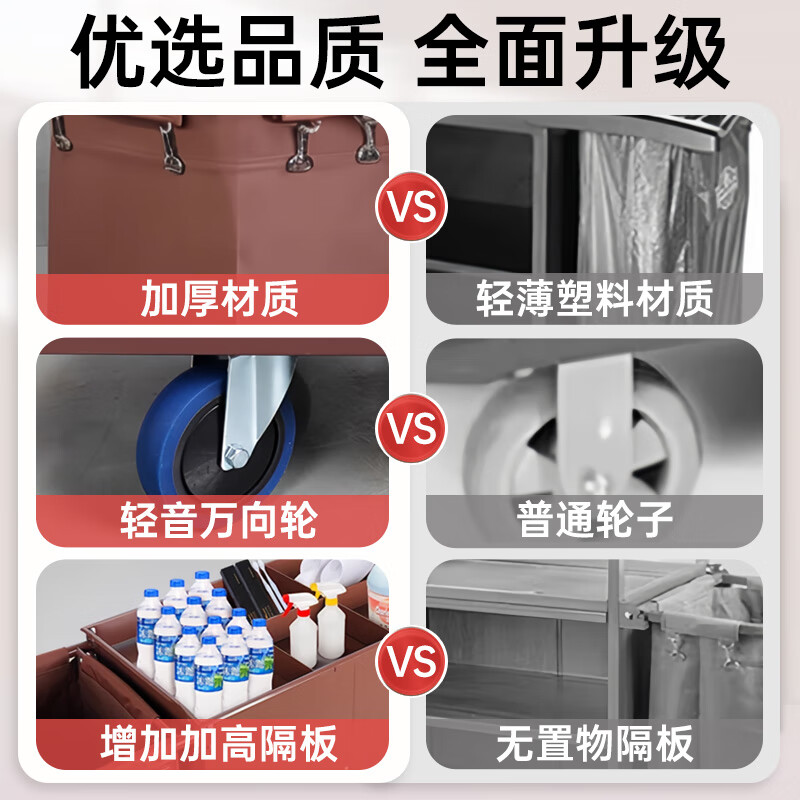 Jucheng Cloth Cart Hotel Property Cleaning Tool Cart Multifunctional Cleaning Cart Trolley Hotel Room Cleaning Work Truck Old Model (Screws on Armrests) Loud Sound