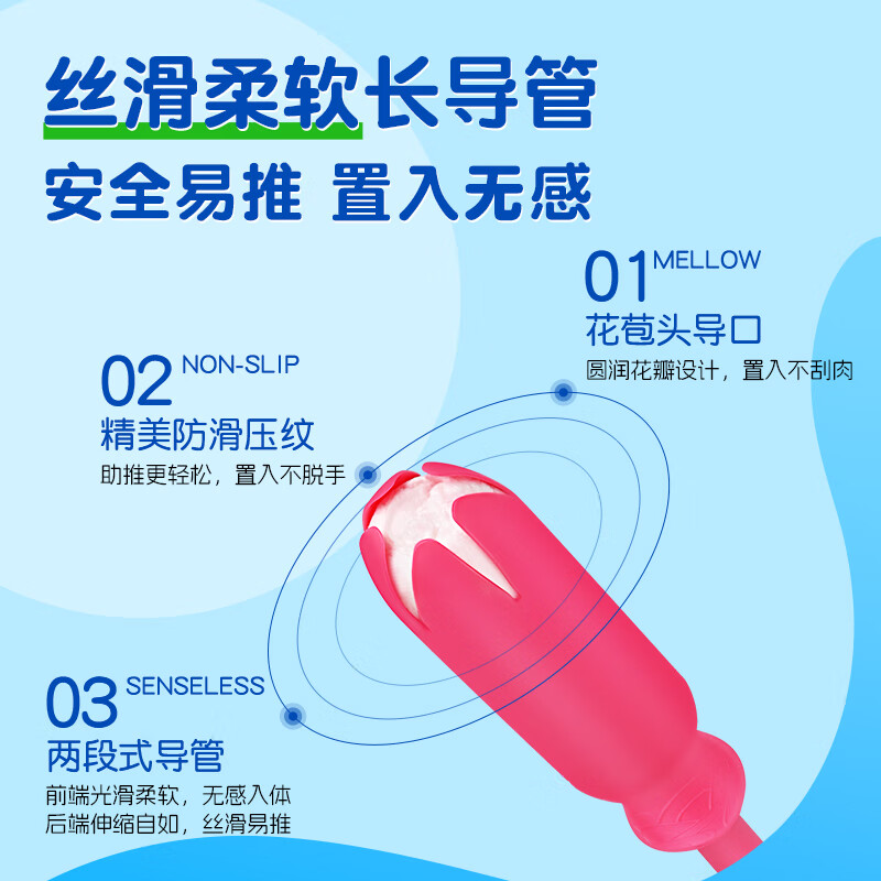 Enzhi tampons, pure cotton catheter tampons, ordinary type, large flow type, 7 pieces, novice-friendly insertion, leak-proof, ordinary type
