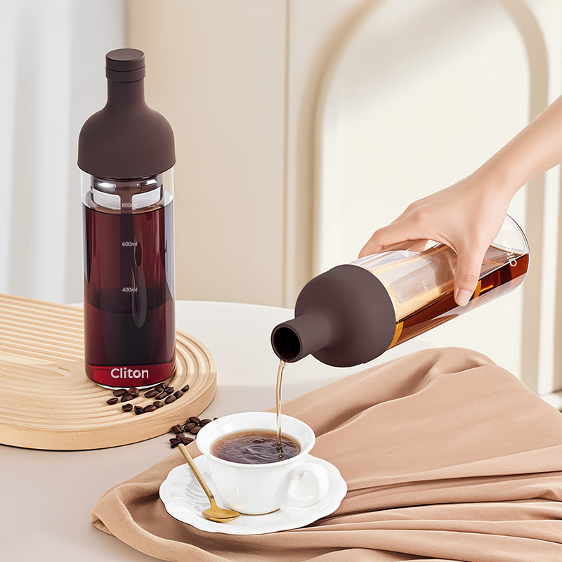 CLITON cold brew coffee pot filter cold brew cup coffee filter pot cold kettle teapot ice drop pot cold brew bottle 1L