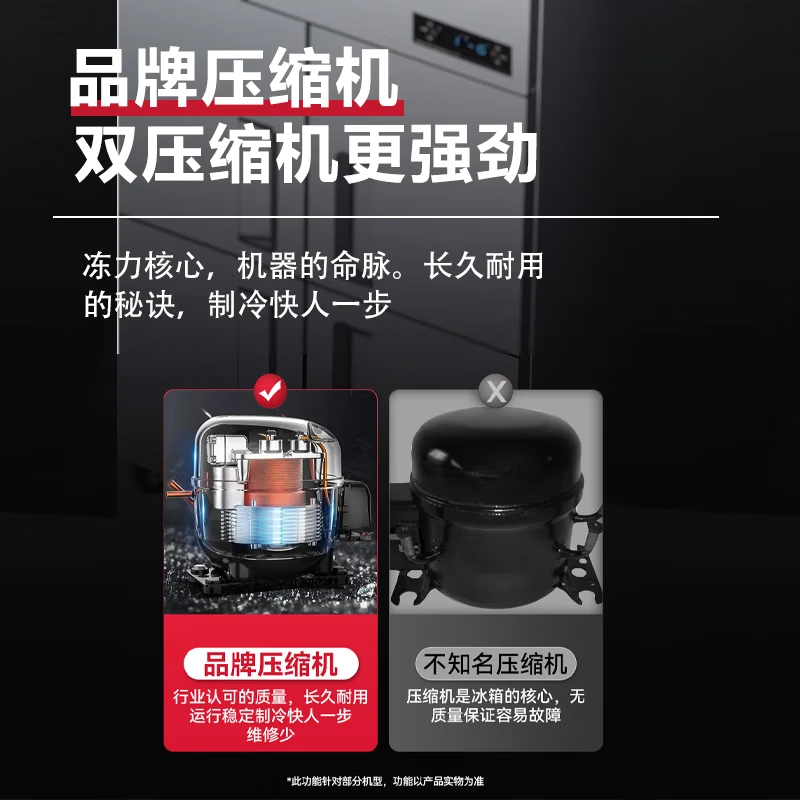 CHIGO four-door refrigerator, commercial freezer, fruit and vegetable six-door fresh-keeping cabinet, refrigerated freezer, commercial freezer, catering kitchen, hotel, large-capacity stainless steel commercial refrigerator, engineering model丨1380L, six-door dual-temperature upper refrigeration, all-copper tube-22