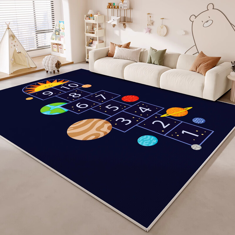 KAYE children's room carpet, bedroom reading area mat, washable and wipeable, living room, study, sofa, coffee table blanket, cartoon bedside blanket SJR-Y Happy Jumping 1 60X160cm