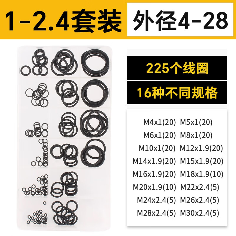 GUWANJI O-ring repair box set High temperature resistant silicone ring faucet waterproof sealing gasket Wire diameter 1-2.4mm repair set 1 box