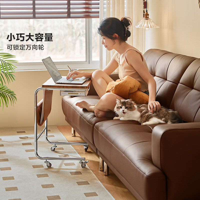Lin's home retro mobile bedside table sofa side table bay window desk small apartment writing computer table wood industry BG056