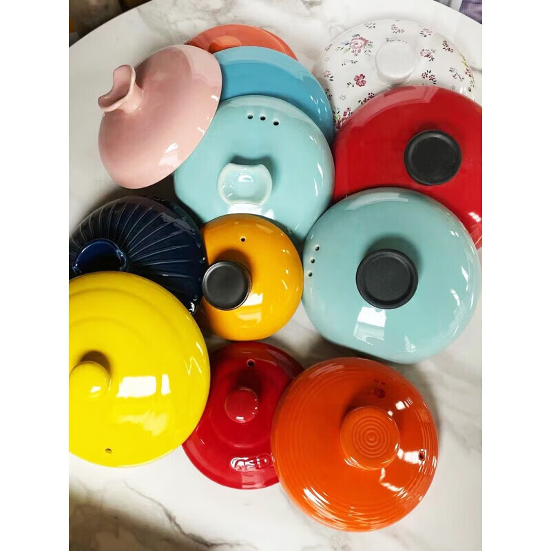 ASD ceramic casserole ASD red lid single lid universal accessory cover household stew pot yellow orange measurement size red outer diameter with slot 16cm