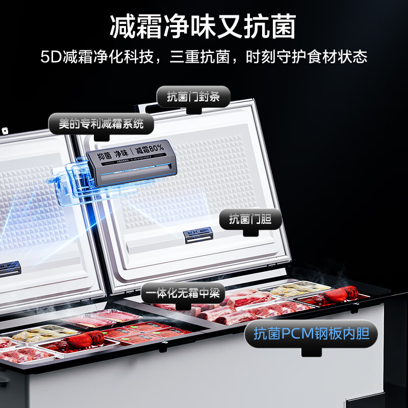 Midea Quick Freeze King 706L Single Temperature Household Commercial Freezer-40 Ultra Low Temperature Refrigerator Freezer Dual-Purpose Freezer First-Class Energy Efficiency Refrigerator BD/BC-719DKEM National Subsidy