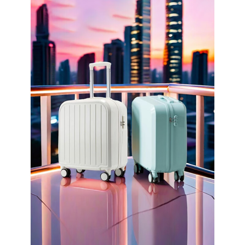 Lightweight carry-on suitcase for women 18-inch suitcase mini universal wheel trolley case for men 20-inch suitcase small leather suitcase Cornus officinalis powder - trendy style 18-inch carry-on suitcase