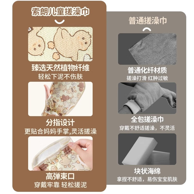 OSKV children's bath towel does not hurt the skin, household painless mud bath artifact, special back rub gloves for children and ladies, cute duck yellow bath towel