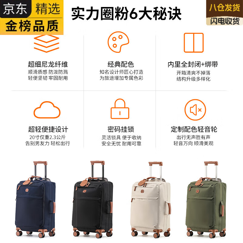 EKK Japan imported famous brand luggage women's ultra-light trolley case men's boarding case 20-inch password box cloth box large capacity travel mustard green - ultra-light large capacity - SF Express 20 inches