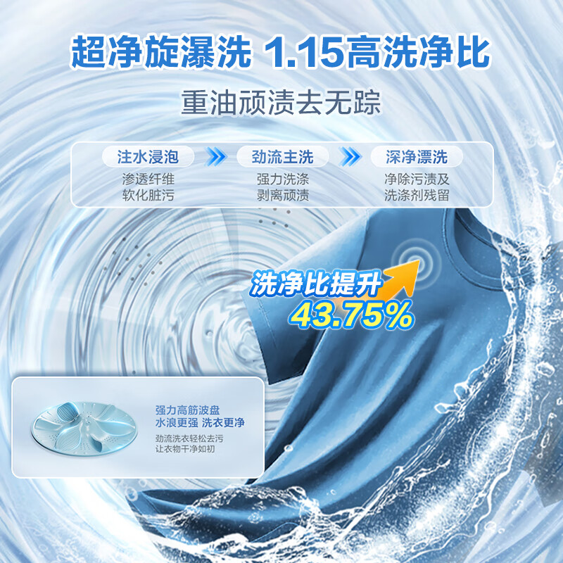 LittleSwan pulsator washing machine small fully automatic household 10KG TB10V27T old-for-new state subsidy JD.com self-operated first-level energy efficiency dormitory rental artifact