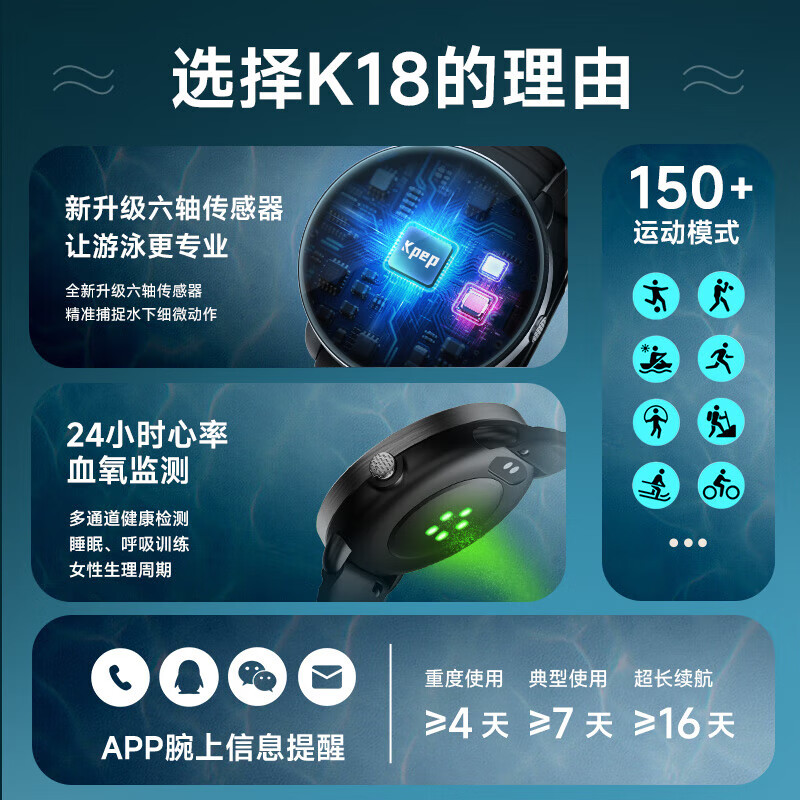 KPEP professional swimming GPS six-star dual-frequency positioning outdoor running swimming cycling mountain climbing sports track heart rate pace blood oxygen monitoring sports smart watch